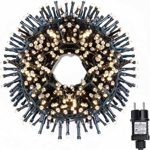 capojas Led Cluster Lichterkette warmweiß weihnachtsbaum deko Strombetrieb Deko für Innen Außen Garten Hochzeit weihnachtsdeko (Warmweiß, 500LED 10M Lang+5M Zuleitung)