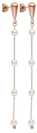 Purelei® Dewdrop Ohrringe – Elegante Hänger mit Muschelperlen an feiner Kette – Edelstahl 18K vergoldet – 75 mm Länge – Festlicher Perlenschmuck für Damen – Gold/Silber/Roségold (Rosegold)