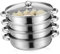 Mikikit Vaporera Inoxidable 4 Capas Olla para Cocinar al Vapor Tamaño Grande Material Inoxidable para Verduras y Arroz Tapa