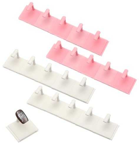 20 Pcs Nails Tip Display Holder, Nail Practice Stand, Nail Stand, Nails Tip Practice Art Training Stands for Painting-Nails, DIY Manicure Fingernail Salon ( White+Pink )