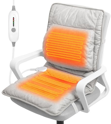 Heated Seat Cushion with Lumbar Support for Office Chair, Grey