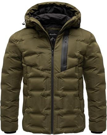Amaci&Sons Herren Gefütterte Dicke Winter Jacke für Männer mit Kapuze 9128