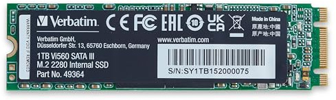 VERBATIM Vi560 S3 M.2 SSD - SSD Interno 1TB - Solid State Drive - Adaptador SATA III M.2 - - hasta 560MB/s (Reacondicionado) (Reacondicionado)