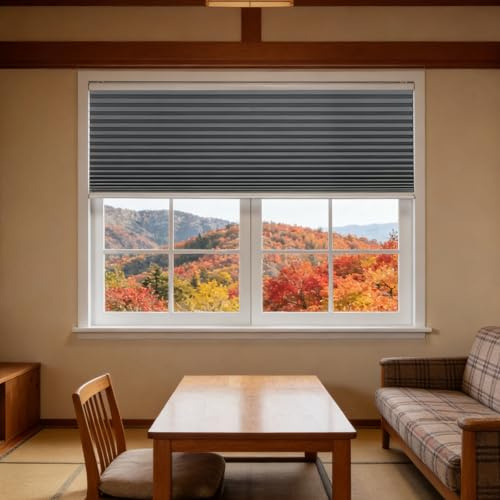 Verdunklungsplissee 78 x 130 cm Lichtschutz, Lichtundurchlässig, Sicht- Und Sonnenschutz, mit Klemmfix, Thermo Plisseerollo Ohne Bohren für Fenster Und Tür, Grau