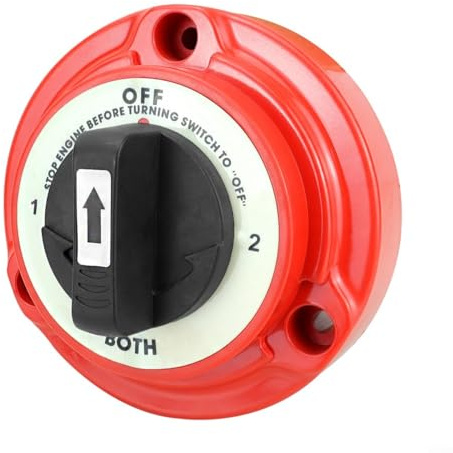 Alanmoship 1 paquete de interruptor selector de batería dual 300A 6-32V DC 4 posiciones OFF-1-Both-2 terminales de cobre para barcos marinos RV camiones