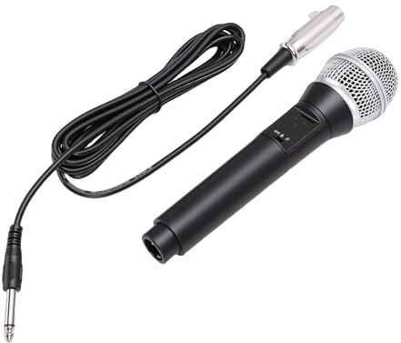 Plyisty Microphone de karaoké Bluetooth, Micro Portable Dynamique Filaire et sans Fil avec Prise Jack 6,35 Mm, Microphone Chantant à Réduction de Bruit pour Enregistrement sur Tél