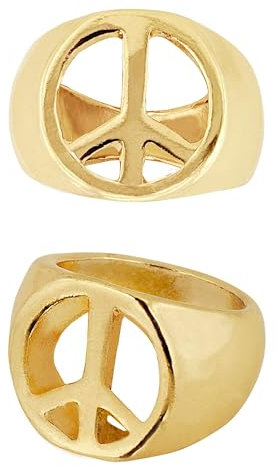 W WIDMANN MILANO Party Fashion 7537R - Ring Peace and Love, Schmuck, Hippie, Karneval, Mottoparty