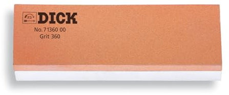 F. DICK Abziehstein für Messer (Schleifstein 360 und 1000 Körnung, 20x5x2,5 cm, Unterlegplatte, Winkelhalter) 71360000