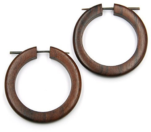Drachensilber Creole Holz groß schlicht Ohrschmuck Holzcreole Schmuck Holzschmuck Naturprodukt 100% Handarbeit Frauen Männer Ohrring Paarpreis