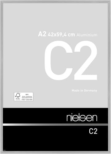 nielsen Bilderrahmen, 42 x 59,4 cm (A2), Aluminium, Silber matt, Posterrahmen zum Aufhängen im Hoch- & Querformat, Echtglas, C2
