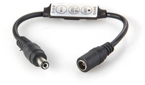 Dimmer für LED Stripes, 12-24V, max.4A, Stecker/Kupplung, schwarz - Regler für LED Streifen Strip Lichtleisten LED-Leisten
