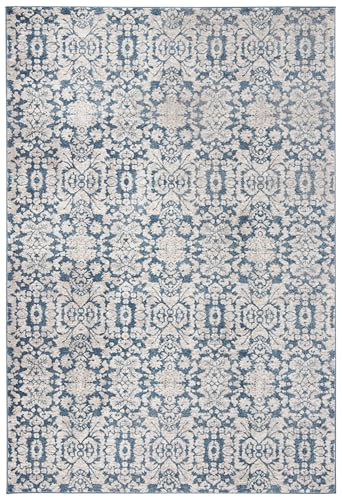 SAFAVIEH Sofia Collection Area Rug - 6'7 x 9'2, Blue & Beige, Vintage Oriental Distressed Design, Non-Shedding & Easy Care, Ideal for High Traffic Areas in Living Room, Bedroom (SOF381C)