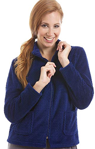 Camille Womens Supersoft Fleece Bed Jacket- Luxury Soft Textured Warm Sleep Top- Zip up & Long Sleeved