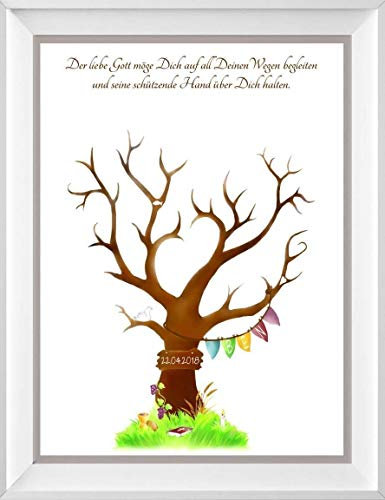 Fingerabdruckbaum Taufe personalisiert, kräftiges Poster Taufbaum, Gästebuch Alternative, Fingerabdruck Baum zur Taufe, Geschenk Taufe