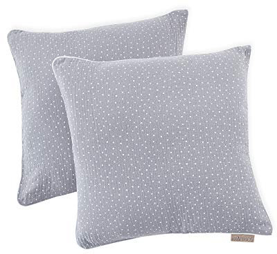 KraftKids Kissenbezug Musselin grau Punkte