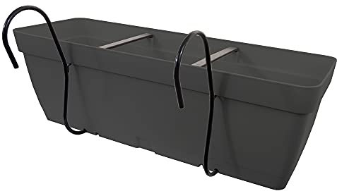 Art Plast Lolego Fly Square Jardinera 50 cm con Soporte de fijación Curvo, Antracita