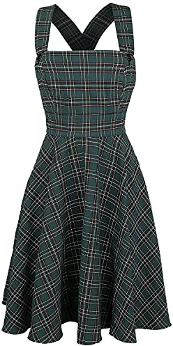 Hell Bunny Peebles Pinafore Dress Green