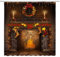 jingjiji Rideau de douche vintage pour décoration de Noël - Motif flammes de cheminée - Style occidental classique - Décoration de salle de bain - Tissu polyester avec crochet - 177,8 x 178 cm