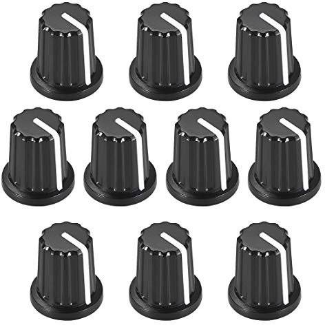 sourcing map 10Stk. Potentiometer Regler Knöpfe für Gitarre Lautstärke Ton 6mm Schwarz Weiß