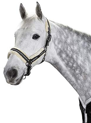 Eskadron Halfter Platinum Pure Double Pin Faux Fur - Black-Silver - Extra Full