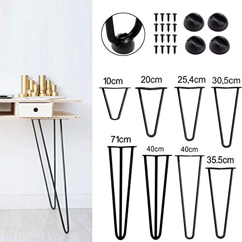 Möbelbeine Tischbeine Haarnadel Beine,10cm/4in, 2 Streben, Edelstahl Tischbeine, V-förmige einfache Eisendraht Möbelbeine,für Schreibtisch, Couchtisch, Esstisch, Beistelltisch, Nachttisch, 4Stück/Set