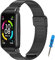 SenMore Cinturino Compatibile per Huawei Band 6 e Honor Band 6 in Acciaio Inossidabile, Impermeabile, Ricambio per Orologi (No Host) (Nero)