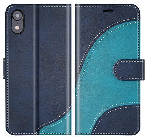 BoxTii Cover per iPhone XR, Custodia in PU Pelle Portafoglio per iPhone XR, Magnetica Cover a Libro con Slot per Schede, Blu