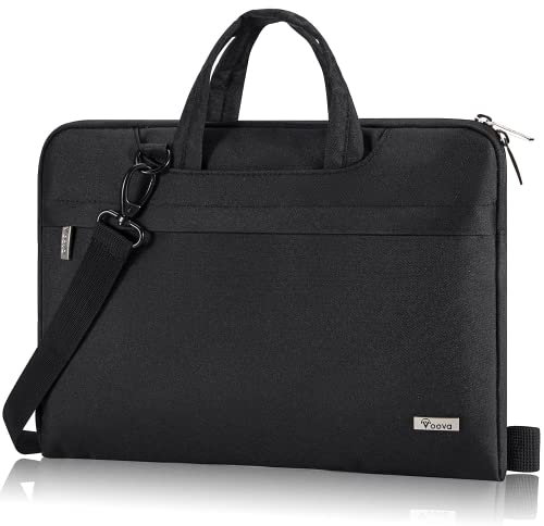 Voova Borsa Porta PC Portatile Custodia Laptop Computer 13 13.3 13,3 14 Pollici Impermeabile con Tracolla e Maniglia Compatibile con Macbook Air Pro Dell Acer Hp Lenovo Donna Uomo Nero