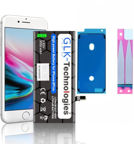 No Tools Improved Replacement Battery Compatible with iPhone 8 Plus | Original GLK-Technologies Battery | 3000 mAh Battery | 2 x Adhesive Tape Sets