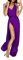 ORANDESIGNE Vestiti della Sera e Cerimonia da Donna Tubino Senza Maniche Vita Alta Scollo a V Pieghetta Vestito Lungo Maxi Abito I Viola XL