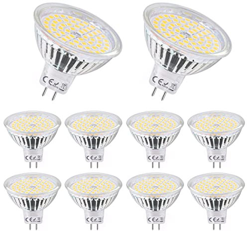 SanGlory 10 Stück MR16 GU5.3 LED Lampen 5W 380 Lumen MR16 Spotlights Neutralweiß 4000K Ersetzt für 50W Halogenlampe, Energiesparlampe GU5,3 LED Leuchtmittel Abstrahlwinkel 120º, AC/DC 12V