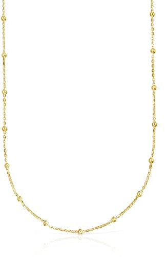 TOUS Gargantilla con Baño de Oro 18Kt sobre Plata para Mujer con Bolitas Intercaladas, Largo 45 cm, Versátil y Atemporal, Colección Chain