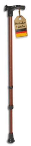FabaCare Gehstock Handy, Gehstütze mit anatomischem Griff, höhenverstellbar, extra leicht, bis 125 kg, Perlkupfer Pulverbeschichtet, Rechts