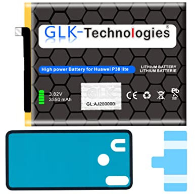 GLK-Technologies Akku kompatibel mit Huawei P30 lite | Mate 10 Lite | Honor 7X 9i | Mate 9 LITE | NOVA 2 Plus | NOVA 4E | NOVA 2S | Mate SE HB356687ECW 3550mAh | inkl. 2X Klebebandsätze