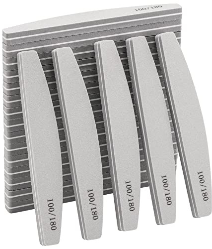 Tampón de uñas 100/180 grano lavable bloque de lima de uñas de doble cara para uñas acrílicas de gel natural, gris
