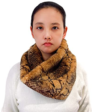 Lina & Lily Damen Winter Fell Loop Schal mit Schlangenhaut Muster (Braun)