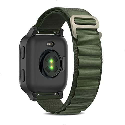 KeeFos 20 mm Alpine Loop Bracelet Compatible with Garmin Venu Sq 2/Venu Sq 2 Music/Venu 2 Plus, Nylon Titanium G-Hook Bracelets Replacement Strap for Garmin Venu/Venu Sq/Venu Sq Music - Green