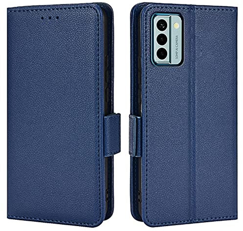 Topme Étui en Cuir pour Nokia G22 (6.5 inches), [ Coque de Téléphone Série Motif Litchi Simple] - Bleu foncé
