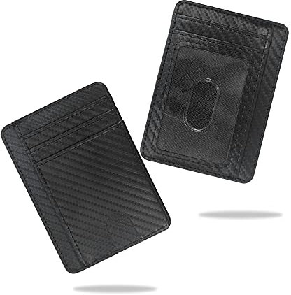 conisy Portefeuille Fin pour Femme, Porte-Cartes de crédit Mince en Cuir avec Poche Frontale Minimaliste avec Blocage RFID (Noir)