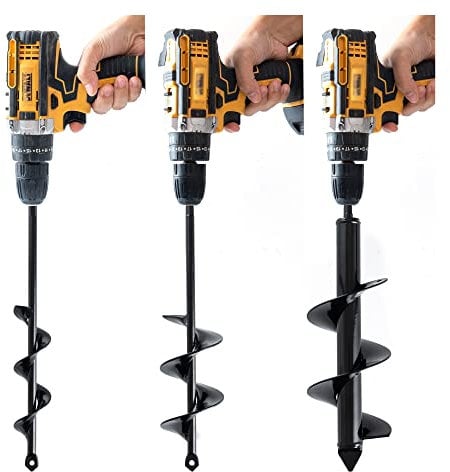 VASGOR Set 3 (1.6x12, 2.6x12, 3.5x12) Auger Drill Bit for Planting - Easy Planter Garden Auger - Bulb & Bedding Plant Augers - Posthole Digger for 3/8” Hex Drive Drill