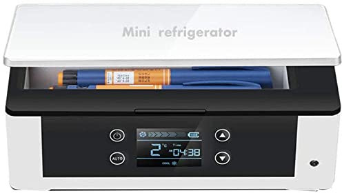 CGLYYDS L'insulina Portatile Frigo, Frigorifero Portatile per Insulina, Frigorifero Portatile per Medicinali Ricaricabili, Piccola Scatola per Farmaci,Diabete Mini Frigo,2*Battery