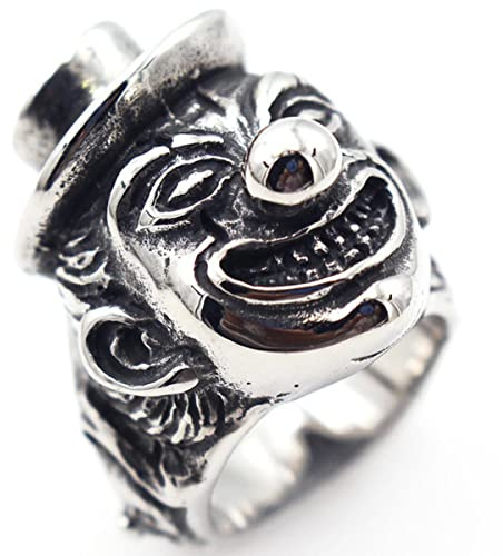 YAHOYA Retro Herren Titan Edelstahl Punk Ringe Hut Clown Ring Männer Finger Ring Cool Jewerly Accessoires
