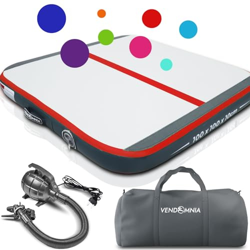 VENDOMNIA Airtrack Matte, 10/20cm hohe aufblasbare Gymnastikmatte in Länge 1/2/3/4/5/6/7/8 m, mit elektrischer Pumpe & Tasche, Tumbling Matte, Turnmatte, Trainingsmatte, Fitnessmatte, Sportmatte,Yoga