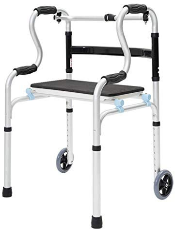 Folding Lightweight Aluminium Walking Zimmer Frame with Seat Adjustable Height for Seniors and Handicap Load Capacity:160kg