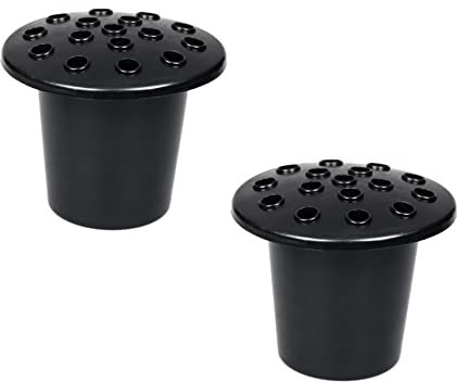 Invero 2er Set Grabvase Grabvase mit Deckel Kunststofftopf Einsatz Blumenhalter - Ideale Grabdekoration für frische oder künstliche Blumen - Schwarzer Deckel