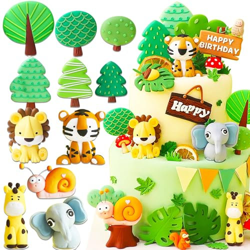 JeVenis Jungle Deko Kuchen BabyParty Deko Safari Jungle Deko Kuchen Tortendeko Jungle Safari Jungle Birthday Jungle Deko Geburtstag Safari Deko Geburtstag