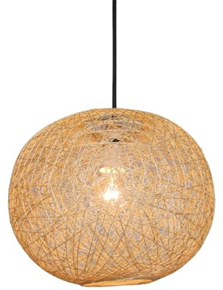 Loxton Lighting Modern Medium Wicker Rattan String Ball Style Ceiling Pendant Light Lampshade [Energy Class A+]… (Natural)