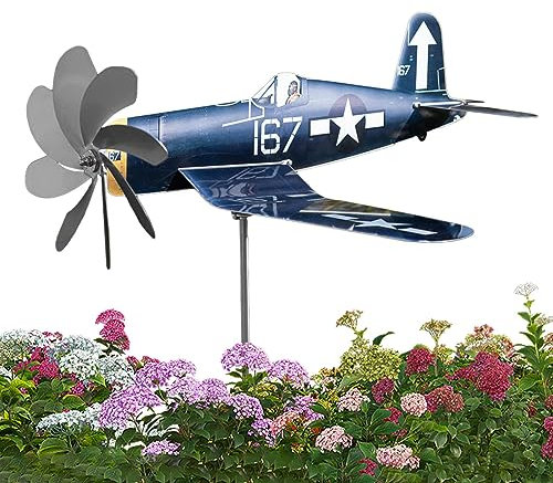 Beedozo Flugzeug Wetterfahne Flugzeug Windspiel Metall Gartendekoration Flugzeug Windmühle Garten Windmühle Flugzeug Wetterfahne Für Gärten Terrasse Rasen Außendekoration