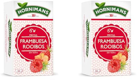 Hornimans Infusión de Frambuesa Rooibos 100% Natural | 20 bolsitas | Sin Teína (Paquete de 2)