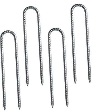 Happyyami 4 Stück Windfester Pfahlbodenanker Erdspieß Tipi im Freien Zelt Campingzubehör Pflöcke für Gartentrampoline Camping u Einsätze Winddicht Holzstapel Klammer Erdhaufen u-Stapel